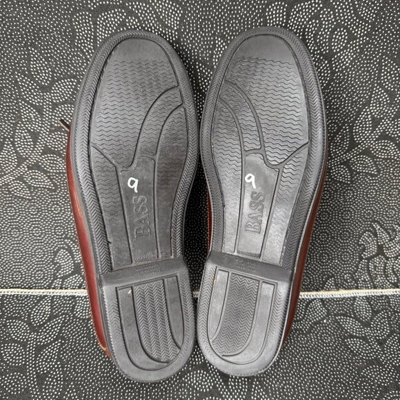 Vintage Bass Mens Leather Boat Shoes Size 9W Brown - Picture 7 of 8